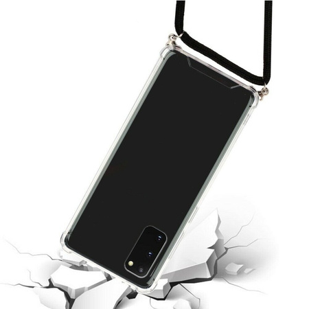 D-Pro Crossbody TPU etui na sznurku z paskiem na ramię do Samsung Galaxy S20 FE (Crystal+Black)