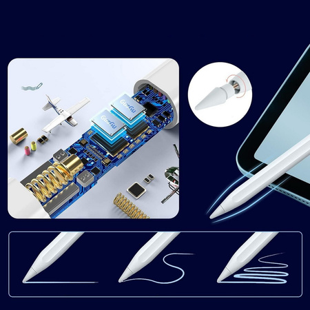 Rysik D-Pro Stylus Pen Pencil 2 Gen. Palm Rejection / Tilt Sensing precyzyjny do rysowania dla Apple iPad (2018-2025) iPad 6/7/8/9/10/11 iPad Mini 5/6/7 iPad Air 3/4/5/6/7/M2/M3 iPad Pro 11" 1/2/3/4/5/M4 iPad Pro 12.9" 3/4/5/6 iPad Pro 13" 7 M4 (Biały)