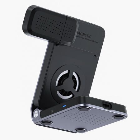 Ładowarka indukcyjna 25W Qi2.2 Active Cooling MagSafe Wireless Charger szybka bezprzewodowa magnetyczna stacja do ładowania Apple Watch / iPhone / AirPods (Czarny)