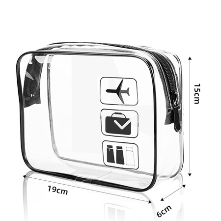 Zestaw kosmetyczka podróżna z certyfikatem TSA Approved 3-1-1 na płyny kosmetyki do samolotu bagażu podręcznego na lotnisko 1L (Czarny) + saszetka podróżna