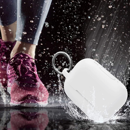 Etui D-Pro Silicone Case silikonowa obudowa z metalowym karabińczykiem do Apple AirPods Pro 3 (2025) (Biały)