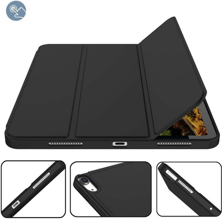 Etui D-Pro Smart Cover Case pokrowiec obudowa z klapką + rysik Stylus Pen Pencil 2 Gen. do iPad Pro 10 Gen. (2022) / 11 Gen. (2025) (Czarny)