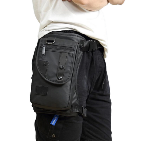 NOX Leg Bag torba motocyklowa/rowerowa saszetka kabura na nogę udo pas (Czarny)