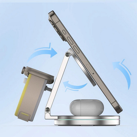 Ładowarka indukcyjna Qi2 MagSafe AluCircle Wireless Charger szybka bezprzewodowa magnetyczna aluminiowa stacja do ładowania Apple Watch / iPhone / AirPods (Space Gray / Szary)