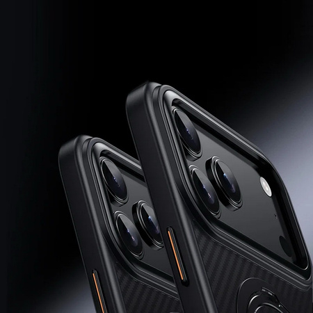 Etui D-Pro Stealth Carbon MagSafe Stand Case obudowa magnetyczna karbonowa magnes stojak podstawka do Apple iPhone 17 Pro Max (Czarny)