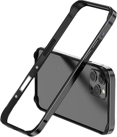 Etui D-Pro Bumper Metal+TPU ramka ochronna aluminium+guma do Apple iPhone 16 Pro Max (Black / Czarny)
