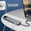 Adapter Hub D-Pro 8w1 przejściówka rozdzielacz USB-C do HDMI 4K UHD / 2x USB Type-C PD / USB 3.0 / SD / TF / RJ45 LAN 100Mbps (Space Gray / Szary)