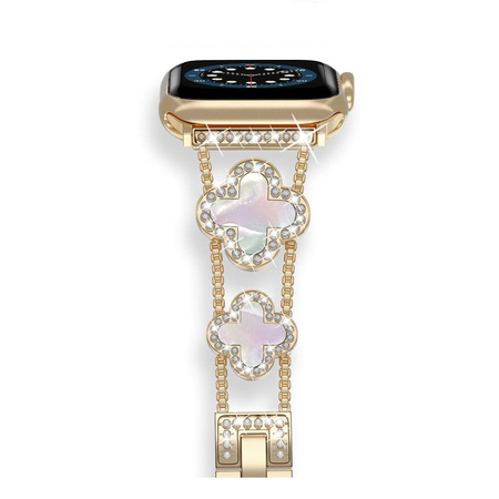 Bransoleta Glow VNC Clover Band  ozdobny pasek do Apple  Watch 38/40/41/42mm 1/2/3/4/5/6/7/8/9/10/SE (Złoty / Perłowy)