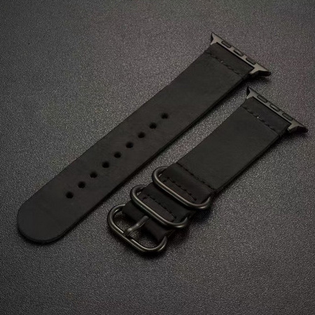 D-Pro Vintage Retro Leather Strap skórzany pasek do Apple Watch 1/2/3/4/5/6/7/SE/Ultra 42/44/45/49mm (Black)