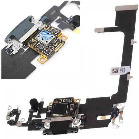 Gniazdo złącze port dock ładowania mikrofon dolny taśma flex Lightning do Apple iPhone 11 Pro Max (OEM) (Czarny)