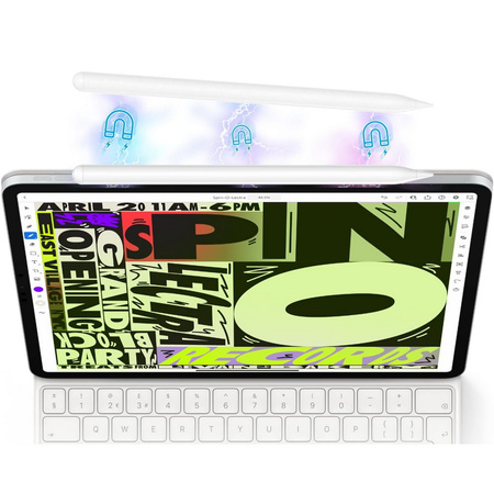 Rysik D-Pro Stylus Pen Pencil 2 Gen. Palm Rejection / Tilt Sensing precyzyjny do rysowania dla Apple iPad (2018-2025) iPad 6/7/8/9/10/11 iPad Mini 5/6/7 iPad Air 3/4/5/6/7/M2/M3 iPad Pro 11" 1/2/3/4/5/M4 iPad Pro 12.9" 3/4/5/6 iPad Pro 13" 7 M4 (Biały)