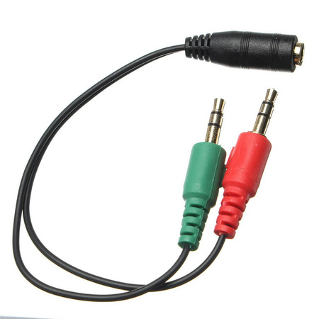 Kabel adapter przejściówka rozdzielacz słuchawek mikrofonu mini jack 3.5mm 1xF do 2xM
