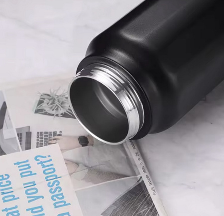 Zestaw: Butelka termiczna bidon ze stali nierdzewnej 30cm 0,95l 950ml + Torba magnetyczna (Czarny)