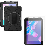 Zestaw D-Pro 360 Armor Strap Case etui pancerne z uchwytem na rękę i paskiem na ramię do Samsung Galaxy Tab Active Pro 10.1 (T540/T545/T547) / Tab Active4 Pro (T630/T636/T638) + szkło ochronne