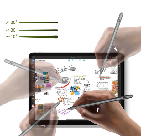 Rysik D-Pro Stylus Pen Pencil 2 Gen. Palm Rejection / Tilt Sensing precyzyjny do rysowania dla Apple iPad (2018-2025) iPad 6/7/8/9/10/11 iPad Mini 5/6/7 iPad Air 3/4/5/6/7/M2/M3 iPad Pro 11" 1/2/3/4/5/M4 iPad Pro 12.9" 3/4/5/6 iPad Pro 13" 7 M4 (Czarny)