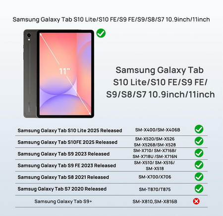 Etui D-Pro 360 Armor Strap Case obudowa pancerna z uchwytem na rękę i paskiem na ramię z wbudowaną folią na ekran do Samsung Galaxy Tab S10 FE 10.9" (SM-X520 / SM-X526) 2025