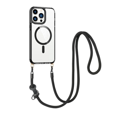 Etui D-Pro Crossbody T-Crystal Magsafe na sznurku z demontowalnym paskiem na ramię smycz na szyję do iPhone 16 Pro (Różowy)