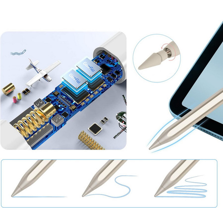 Rysik D-Pro Stylus Pen Pencil 2 Gen. Palm Rejection / Tilt Sensing precyzyjny do rysowania dla Apple iPad (2018-2025) iPad 6/7/8/9/10/11 iPad Mini 5/6/7 iPad Air 3/4/5/6/7/M2/M3 iPad Pro 11" 1/2/3/4/5/M4 iPad Pro 12.9" 3/4/5/6 iPad Pro 13" 7 M4 (Złoty)