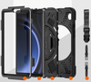 Zestaw D-Pro 360 Armor Strap Case etui pancerne z uchwytem na rękę i paskiem na ramię do Samsung Galaxy Tab A9 8.7" (X110/X115) (Czarne) + szkło ochronne 