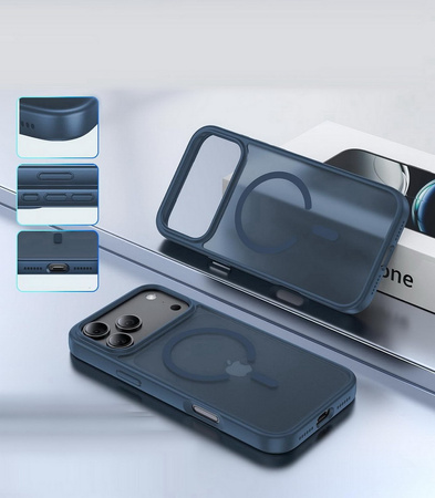 Etui D-Pro Matte Hybrid MagSafe Case obudowa magnetyczna iPhone 17 Pro (Granatowy)