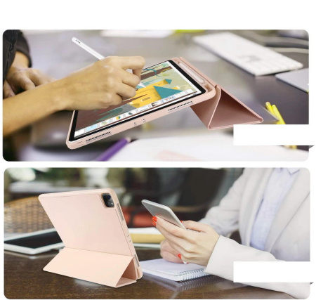 Etui D-Pro Smart Cover Case pokrowiec obudowa z klapką + szkło ochronne Ex Pro do Apple Pencil / iPad Pro 10 Gen. (2022) / 11 Gen. (2025) (Różowy)