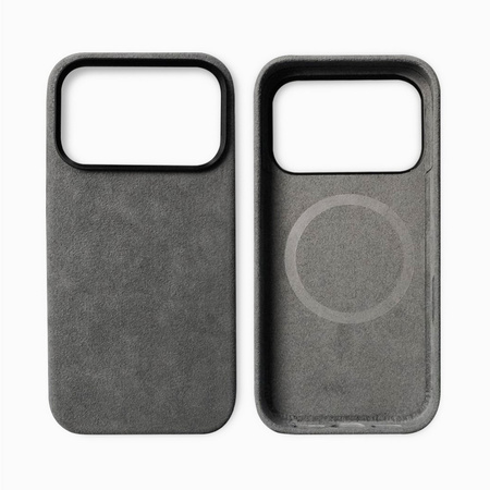 Etui D-Pro Alcantara® oryginalna włoska tkanina zamszowa obudowa z magnesem MagSafe do Apple iPhone 17 Pro (Light Gray/ Jasny Szary)