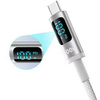Kabel przewód USB-C do USB-C Type-C z wyświetlaczem LED do szybkiego ładowania PD 100W nylonowy oplot 200cm 2m (Czarny)