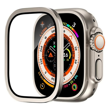 Szkło hartowane EX Pro z metalową aluminiową ramką szybka na ekran do Apple Watch Ultra 1/2 49mm (Black Titanium / Czarny)