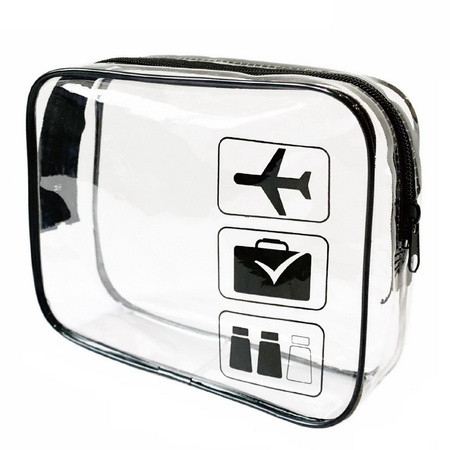 Zestaw kosmetyczka podróżna z certyfikatem TSA Approved 3-1-1 na płyny kosmetyki do samolotu bagażu podręcznego na lotnisko 1L (Czarny) + saszetka podróżna