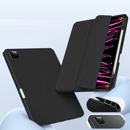 Etui D-Pro Smart Cover Case pokrowiec obudowa z klapką z uchwytem na rysik do Apple iPad Pro 13" 7 Gen. M4 (2024) / 8 Gen. M5 (2025) (Czarny)