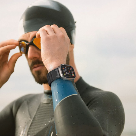 Pasek D-Pro Metro Band opaska sportowa do Apple Watch 4/5/6/7/8/9/10/11/SE/Ultra 1/2/3 44/45/46/49mm (Zielony / Srebrny)