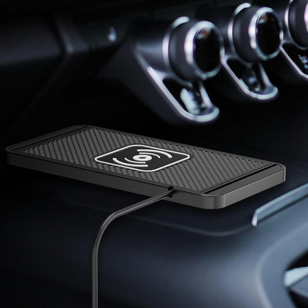 Ładowarka indukcyjna D-Pro D10 20W QI Wireless Charging Pad bezprzewodowa mata ładująca antypoślizgowa samochodowa (Czarny)