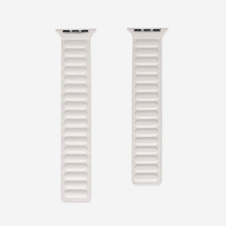 D-Pro Magnetic Vegan Leather Strap pasek magnetyczny do Apple Watch 1/2/3/4/5/6/7/8/9/SE/Ultra 42/44/45/49mm (Biały)