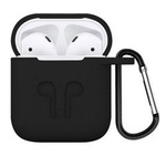 Etui D-Pro Silicone Case silikonowa obudowa z metalowym karabińczykiem do Apple Airpods 1/2 (Black)