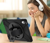 D-Pro 360 Armor Strap Case etui pancerne z uchwytem na rękę i paskiem na ramię do Apple iPad 10 Gen. (2022) / 11 Gen. (2025) (Czarny)