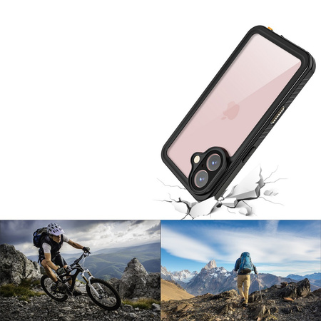 Etui D-Pro 360° Waterproof Case IP68 obudowa wodoodporna wodoszczelna pancerna do iPhone 16 (Czarny)