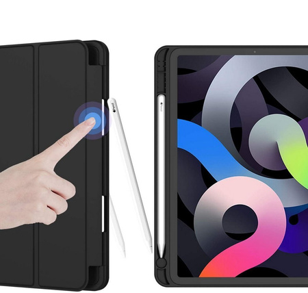 Etui D-Pro Smart Cover Case pokrowiec obudowa z klapką + rysik Stylus Pen Pencil 2 Gen. do iPad Pro 10 Gen. (2022) / 11 Gen. (2025) (Czarny)