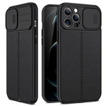 D-Pro - CamShield Leather TPU Case etui z przysłoną kamery do iPhone 14 Pro (Black)