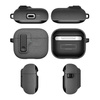 Etui D-Pro Suede Safe Anti-Lost Case bezpieczna zamykana obudowa zamszowa z metalowym karabińczykiem do Apple AirPods Pro 1/2 (Szary + Czarny breloczek)