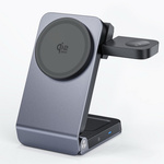 Ładowarka indukcyjna 25W Qi2.2 Active Cooling MagSafe Wireless Charger szybka bezprzewodowa magnetyczna stacja do ładowania Apple Watch / iPhone / AirPods (Czarny)