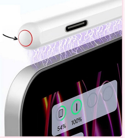 Rysik D-Pro Stylus Pen Pencil 2 Gen. Palm Rejection / Tilt Sensing / Wireless magnetyczne ładowanie + USB-C dla Apple iPad (2018-2025) iPad 6/7/8/9/10/11 Mini 5/6/7 Air 3/4/5/6/7/M2/M3 Pro 11" 1/2/3/4/5/M4 iPad Pro 12.9" 3/4/5/6 Pro 13" 7 M4 (Biały)