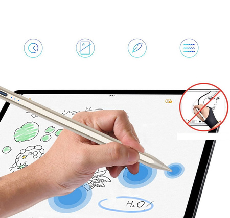 Rysik D-Pro Stylus Pen Pencil 2 Gen. Palm Rejection do rysowania dla Apple iPad (2018-2025) iPad 6/7/8/9/10/11 iPad Mini 5/6/7 iPad Air 3/4/5/6/7/M2/M3 Air 13" M2/M3 iPad Pro 11" 1/2/3/4/5/6/M4/M5 iPad Pro 12.9" 3/4/5/6 iPad Pro 13" 7/8/M4/M5 (Złoty)