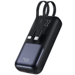 Power Bank D-Pro Dual Cable LED 2x kabel USB-C + Lightning szybkie ładowanie 22.5W QC 3.0 PD 10000mAh (Czarny)