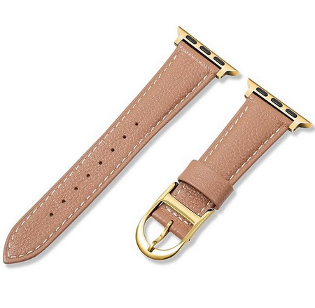 Pasek Glow Leather Band  skórzana bransoleta do Apple  Watch 38/40/41/42mm 1/2/3/4/5/6/7/8/9/10/SE (Brązowy/ Czarny)