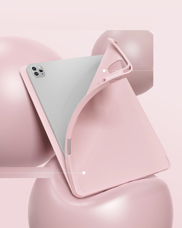 Etui D-Pro Smart Cover Case pokrowiec obudowa z klapką z uchwytem na rysik do Apple iPad Pro 11" 5 Gen. M4 (2024) / 6 Gen. M5 (2025) (Różowy)