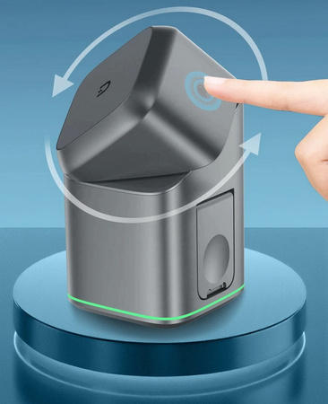 Ładowarka indukcyjna Qi2 MagSafe Auto Rotate Wireless Charger szybka bezprzewodowa magnetyczna stacja do ładowania Apple Watch / iPhone / AirPods (Czarny)