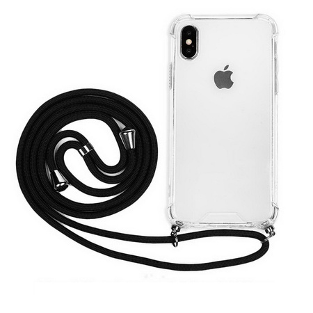 Etui D-Pro Crossbody TPU etui na sznurku z paskiem na ramię do iPhone XR (Czarny)