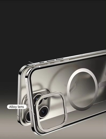 Etui D-Pro Titanium Metal Frame obudowa magnetyczna do MagSafe iPhone 15 (Czarny)