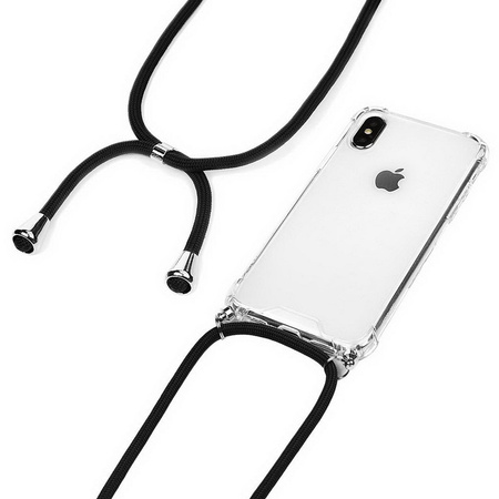 Etui D-Pro Crossbody TPU etui na sznurku z paskiem na ramię do iPhone XS Max (Czarny)