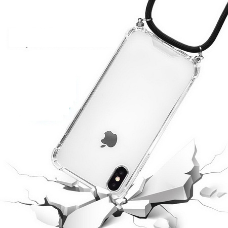 Etui D-Pro Crossbody TPU etui na sznurku z paskiem na ramię do iPhone XR (Czarny)